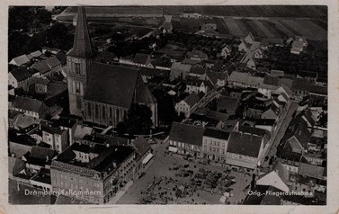 Poczt&oacute;wka "Orig. - Fliegeraufnahme" wyd.; Otoo Rambow, Dramburg