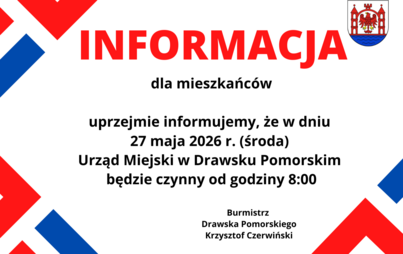 Zdjęcie do Zmiana godzin pracy Urzędu Miejskiego w dniu 27 maja 2026 r.